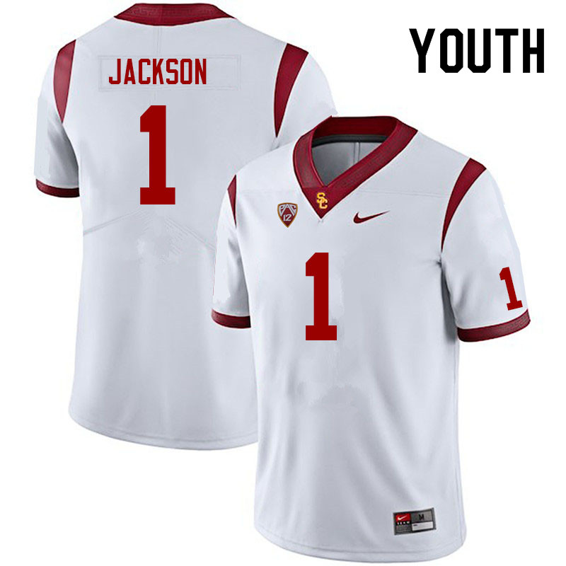 Youth #1 Domani Jackson USC Trojans College Football Jerseys Sale-White
